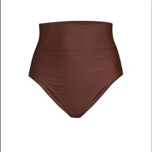 🆕 Women’s Warm Chocolate Fold Over High Rise Swim Bottom Size 1X